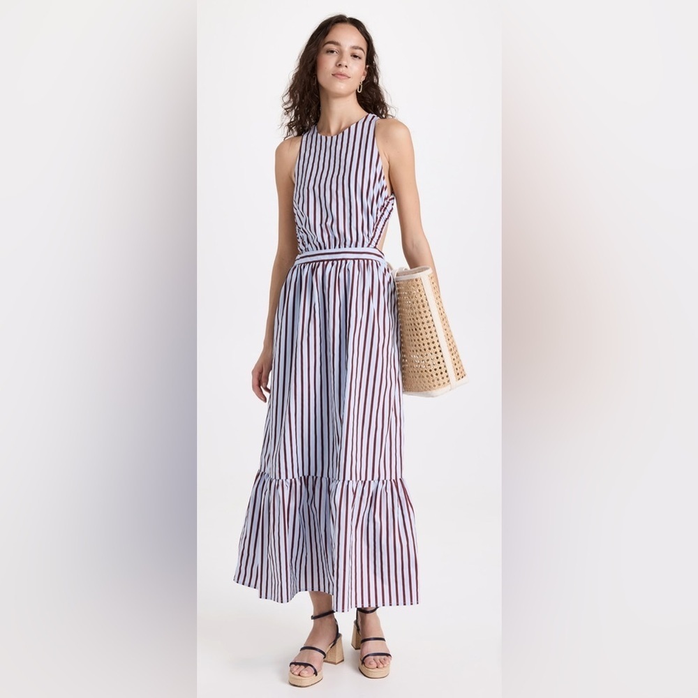 NWT English Factory Stripe Elastic Detail Midi Dress, Size XS